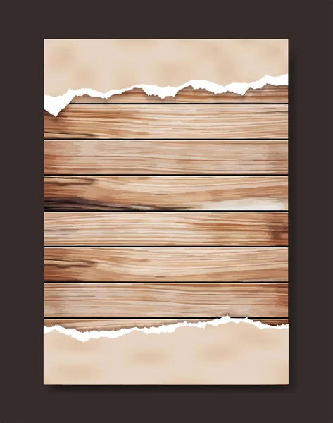 Papel grunge en pared de madera, diseño de ilustración vectorial en A4 si — Vector de stock