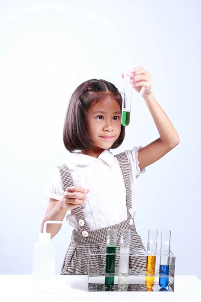 Student  working with   test tubes — Stock Photo, Image