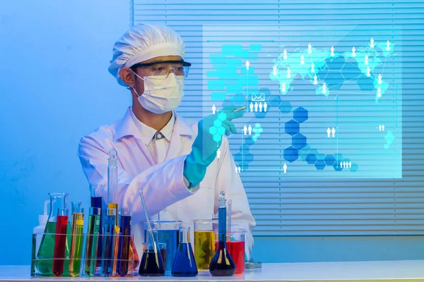 Man scientist holding pen drawing for design work — Stock Photo, Image