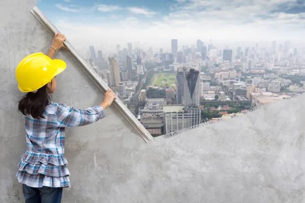 Concepto de ideas de ingeniería niña — Foto de Stock