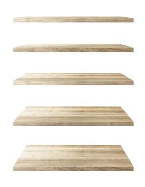 Collection of wooden shelves clipart