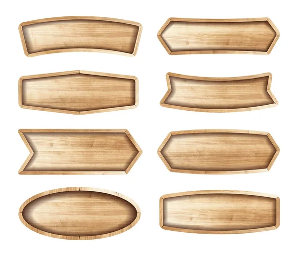 Collection d'étiquettes autocollants en bois — Image vectorielle