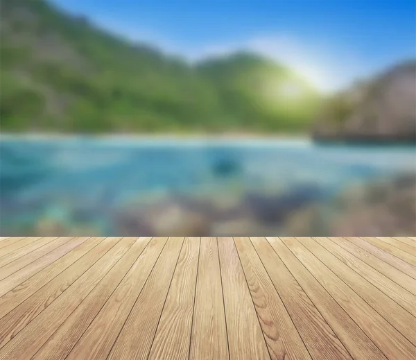 Fondo de verano Island madera tablones piso — Vector de stock