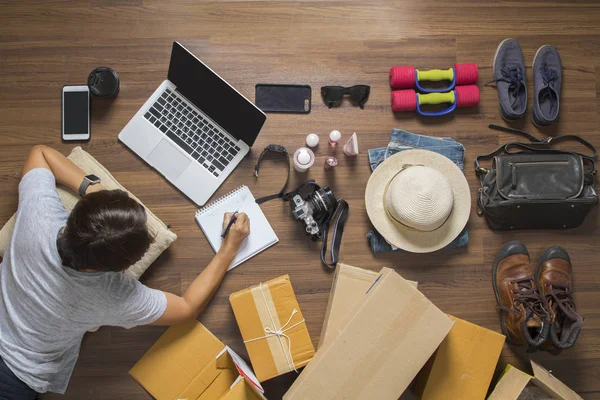 Selling online ideas concept, Top view of women working — Stock Photo, Image