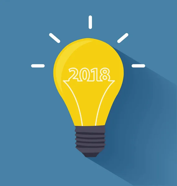 创意灯泡想法与 2018年新的一年 — 图库矢量图片