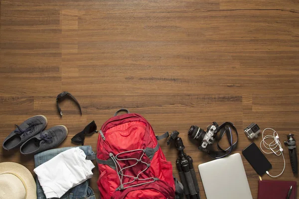 Top view of Traveler's accessories — Stock Photo, Image