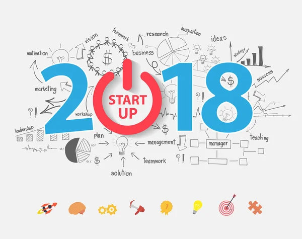 2018 poner en marcha ideas de plan de estrategia de éxito empresarial — Archivo Imágenes Vectoriales