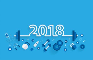 2018 yeni yıl fitness kavramı egzersiz ekipman ile