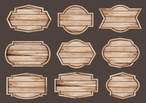 Realistyczne ilustracja szyld drewniany drewno znak wektor — Wektor stockowy