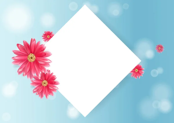 Pembe çiçek ve kağıt tebrik kartı — Stok Vektör
