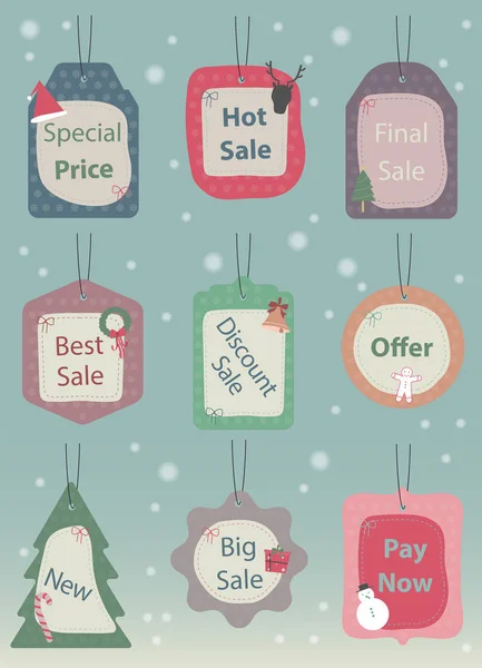 Set of Christmas Sale tags and labels — Stock Vector