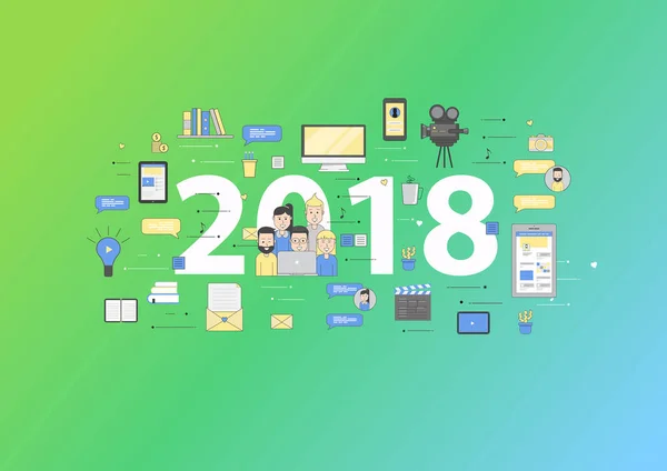 业务 2018年的新趋势和前景的创业公司 — 图库矢量图片