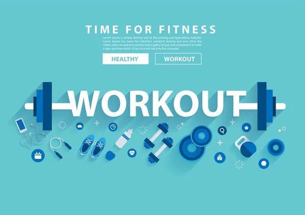 Workout Fitness-Konzept Workout mit Geräten — Stockvektor