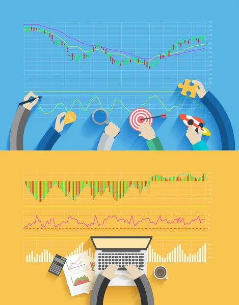 Analyse des stocks succès commercial idées créatives concept et plan — Image vectorielle