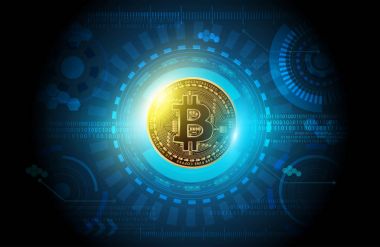 Bitcoin dijital para fütüristik teknoloji ağ tasarımı
