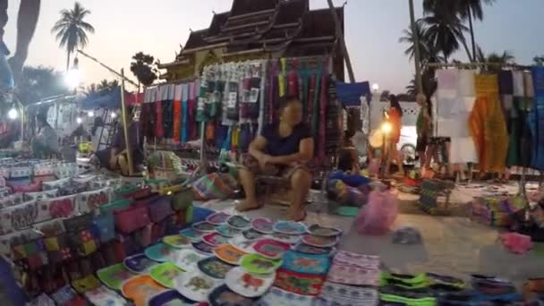 Luang Prabang Laos Mart 2018 Luang Prabang Gece Pazar Mart — Stok video