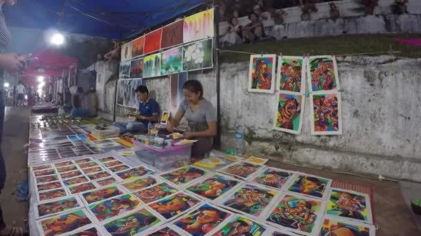 Luang Prabang Laos Mart 2018 Luang Prabang Gece Pazar Mart — Stok video