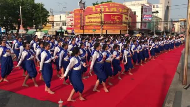 Таїланд Nakhonratchasima Березня 2018 Люди Жінок Вважається Тайська Танці Тао — стокове відео