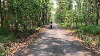 Mutlu baba ve kız Bisiklet park, beraberlik gevşeme kavramı
