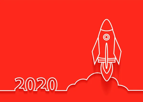 Lancement de la fusée de nouvelle année Vector 2020, concept d'idée d'entreprise de démarrage — Image vectorielle