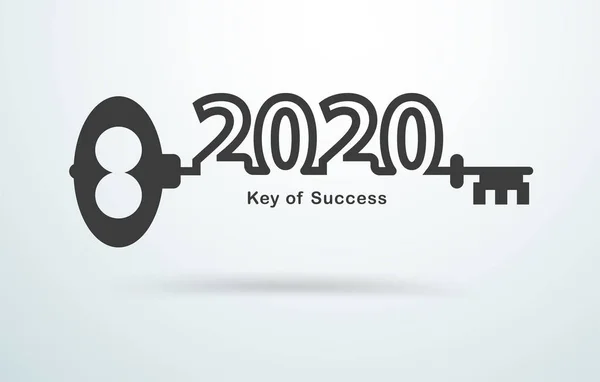 Chave da porta velha com 2020 novo número de texto do ano design criativo —  Vetores de Stock