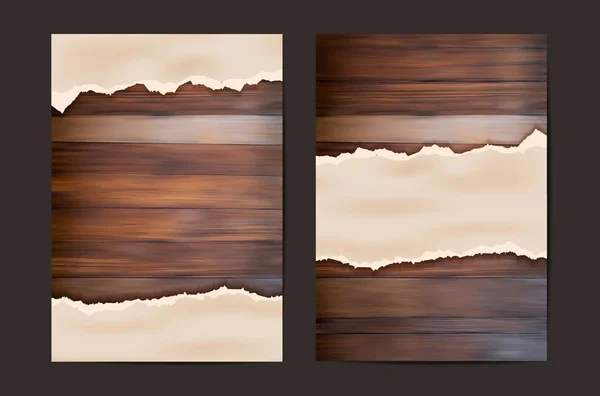 Papel grunge na parede de madeira — Vetor de Stock