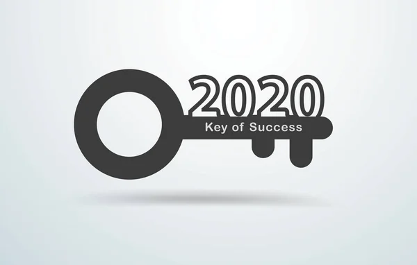 2020 nytt år med nyckel ikon design — Stock vektor