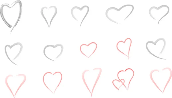 Heart Shape Brush Painting Red Heart Symbol Concept Valentine Day — 스톡 벡터