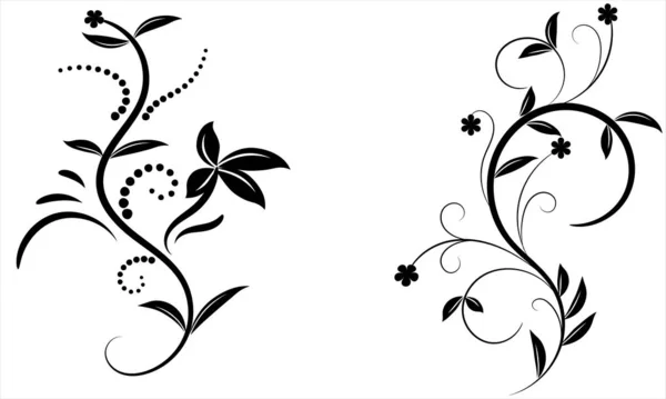 Florales Ornamentdesign Florales Wirbeldesign Illustration Mit Schwarzem Blumenschmuck Für Hochzeitskarten — Stockvektor