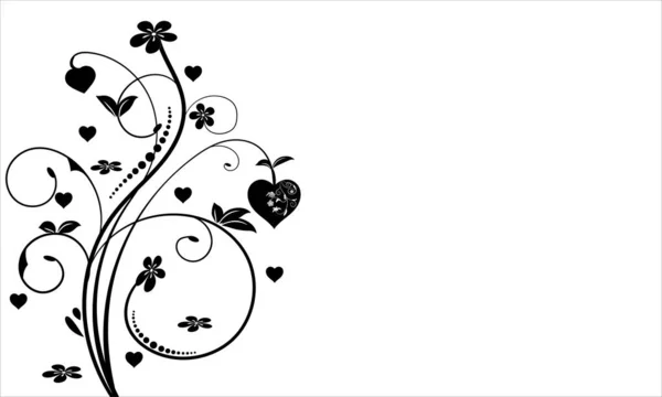Diseño Ornamento Floral Con Corazón Flor Diseño Remolino Floral Ilustración — Vector de stock