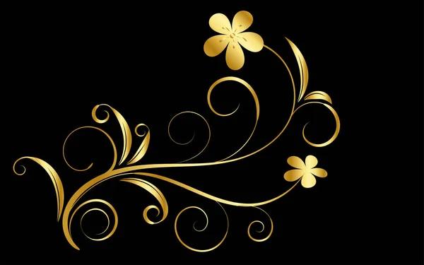 Floral Ornament Design Gold Flower Floral Swirl Design Illustration Gold — 스톡 벡터