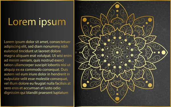 Lyx Mandala Design Med Guld Färg Vector Mandala Blommönster Med — Stock vektor