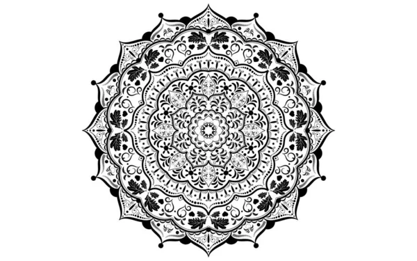 Mandala Design Fekete Fehér Színű Vector Mandala Virágos Minták Fehér — Stock Vector