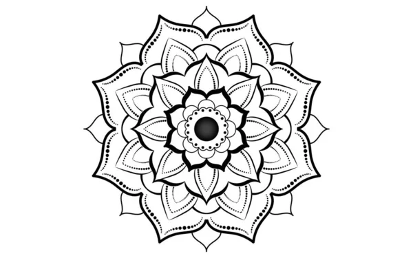 Patrón Circular Flor Mandala Con Blanco Negro Patrones Florales Mandala — Vector de stock