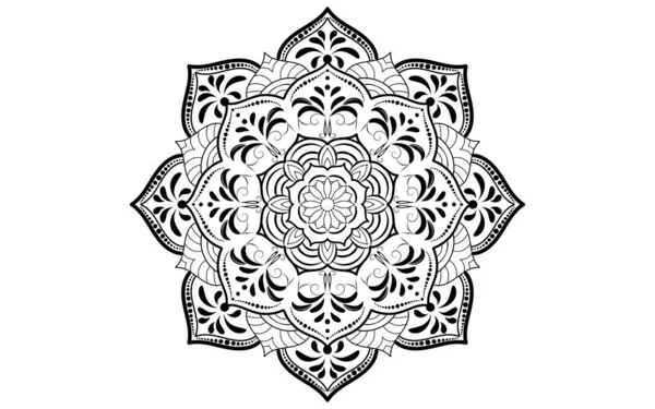 Circular Pattern Flower Mandala Black White Vector Mandala Floral Patterns — Stock Vector