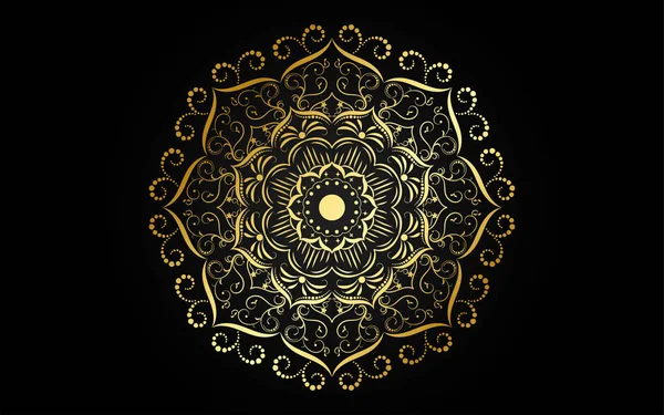 Luxusní Mandala Design Zlatou Barvou Vector Mandala Květinové Vzory Černým — Stockový vektor