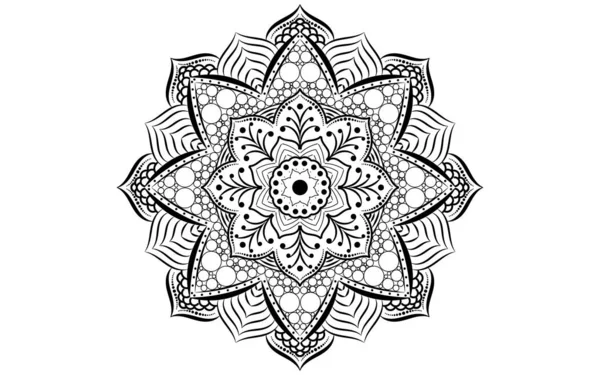 Circular Pattern Flower Mandala Black White Vector Mandala Floral Patterns — 스톡 벡터