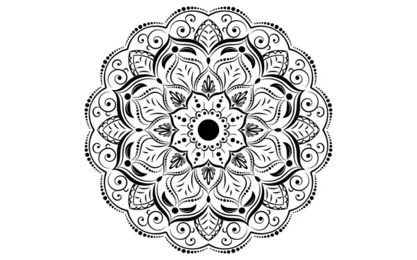 Circular Pattern Flower Mandala Black White Vector Mandala Floral Patterns — 스톡 벡터