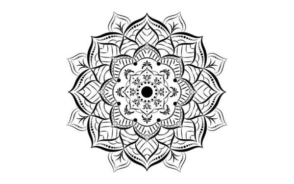 Cirkulärt Mönster Blomma Mandala Med Svart Och Vitt Vector Mandala — Stock vektor