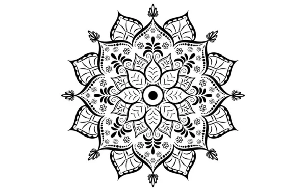Modello Circolare Fiore Mandala Con Bianco Nero Vector Mandala Motivi — Vettoriale Stock