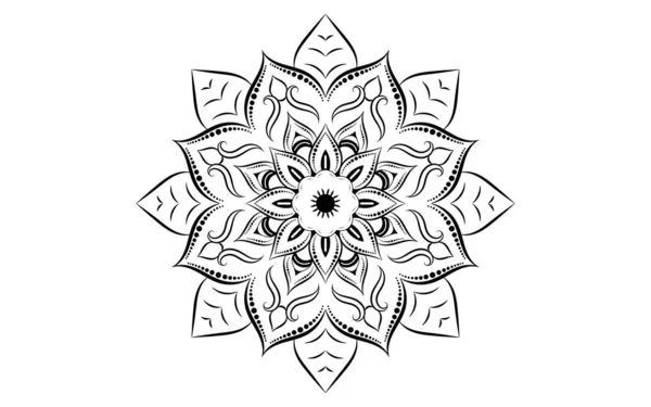Kruhový Vzor Květ Mandaly Černou Bílou Vektor Mandala Květinové Vzory — Stockový vektor