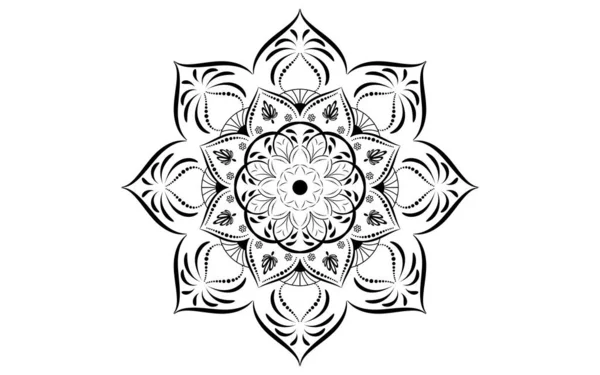 Körkörös Minta Virág Mandala Fekete Fehér Vector Mandala Virágos Minták — Stock Vector