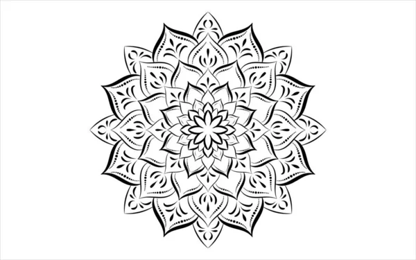 Ronde Patroon Bloem Van Mandala Met Zwart Wit Vector Mandala — Stockvector