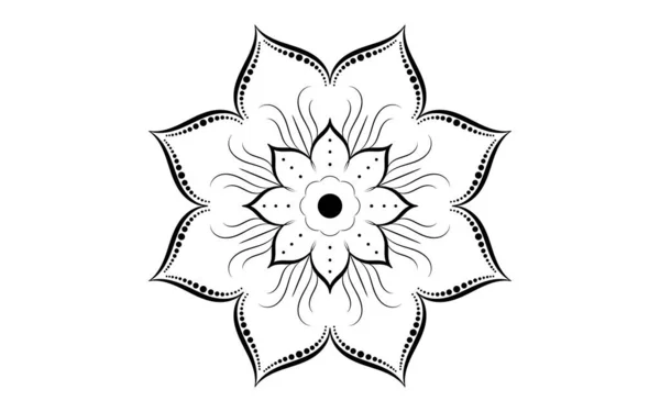Circular Pattern Flower Mandala Black White Vector Mandala Floral Patterns — Stock Vector