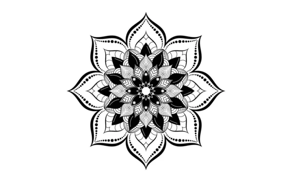 Kruhový Vzor Květ Mandaly Černou Bílou Vektor Mandala Květinové Vzory — Stockový vektor