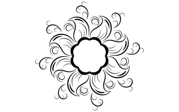 Modello Cerchio Petalo Fiore Mandala Con Bianco Nero Vettore Modelli — Vettoriale Stock