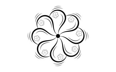 Siyah beyaz mandalalı çember desenli taç yaprağı, vektör mandala gevşeme desenleri beyaz arkaplan, el çizimi desen, konsept meditasyonu ve rahatlama. 