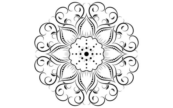 Patrón Círculo Pétalo Flor Mandala Con Blanco Negro Patrones Relajación — Vector de stock