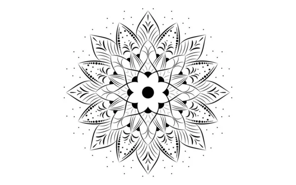 Padrão Círculo Pétala Flor Mandala Com Preto Branco Vector Floral — Vetor de Stock