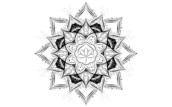 Cirkel Patroon Bloemblaadje Bloem Van Mandala Met Zwart Wit Vector — Stockvector